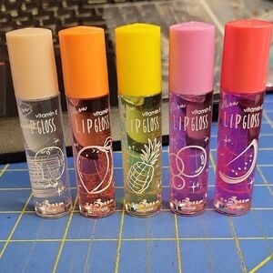 Italia Roll On Lip Gloss Set Of 5 Flavors NEW